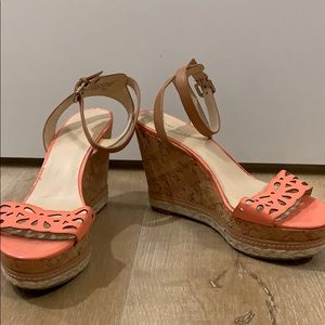 Coral and Tan Wedges